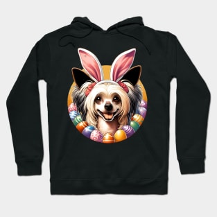 Chinese Crested with Bunny Ears Celebrates Easter Joyfully Hoodie